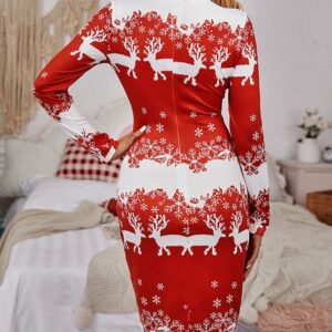 Women’s Slim Dress with Christmas Prints