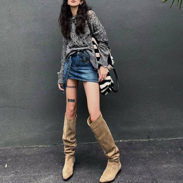 Women's Suede High Leg Boots - Image 2