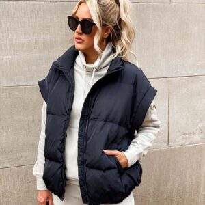 Women’s Cotton Padded Vest with Zipper Pockets