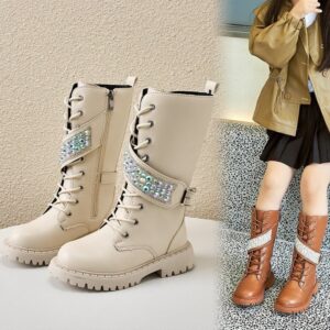 Girl’s High Top Martin Boots with Rhinestones