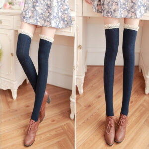 Elegant Women’s Lace Over Knee Socks