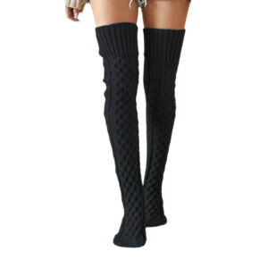 Cozy Up in Women’s Long Woolen Yarn Over Knee Socks