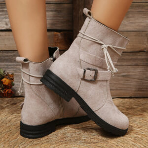 Women’s Non-Slip Retro Ankle Boots with Side Buckle