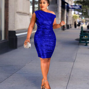 One Shoulder Hip Wrap Dress for Women