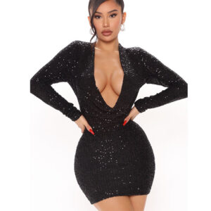 Women’s Swing Collar Hip Wrap Dress