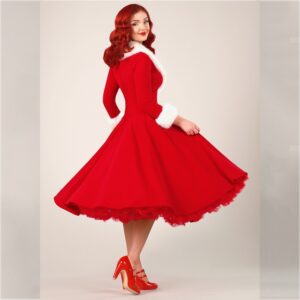 Women’s Christmas Dress with Wool Collar