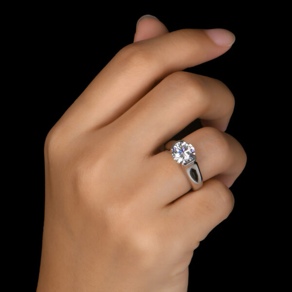 925 Sterling Silver 2 Carat Rhinestone Ring - Image 5