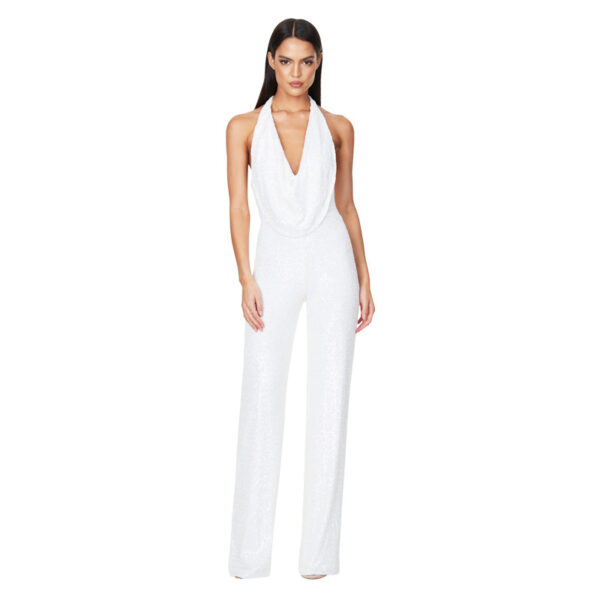 Women's Sleeveless Sequin Evening Jumpsuit - Image 10