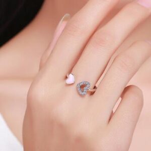 925 Sterling Silver Heart to Heart Finger Ring