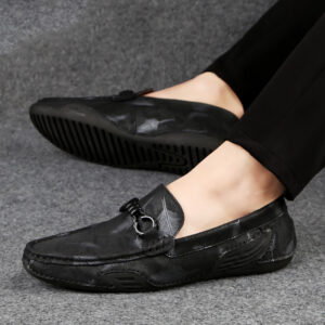 Breathable Leather Loafers with Leafs for Men