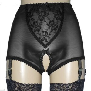 Sheer Mesh Lace Garter Belt Shorts