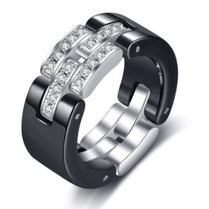 Simple Rhinestones Ceramic Ring