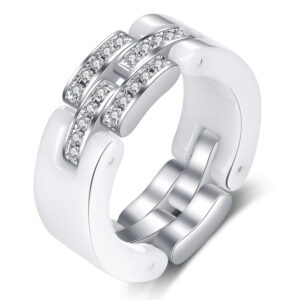 Simple Rhinestones Ceramic Ring