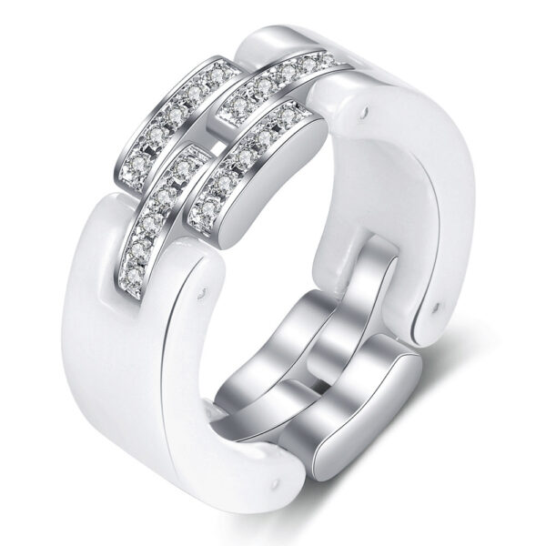 Simple Rhinestones Ceramic Ring - Image 2