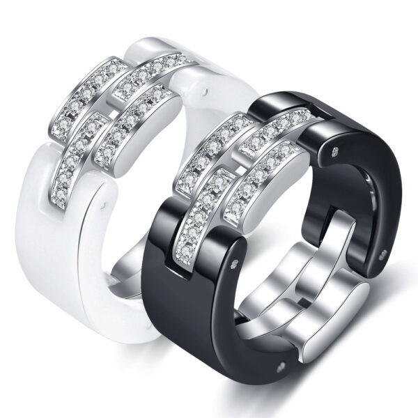 Simple Rhinestones Ceramic Ring - Image 3