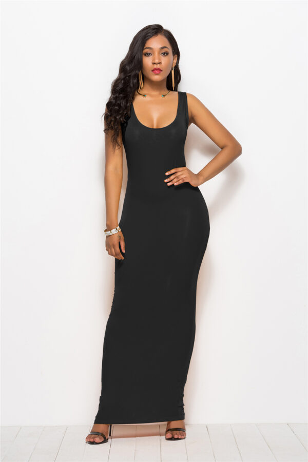 Sleeveless Long Tank Dress with High Stretch - Image 4