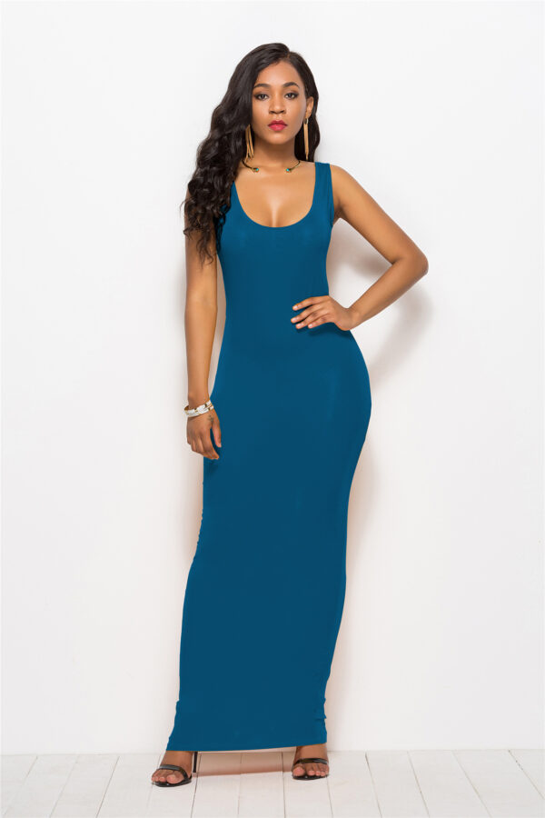 Sleeveless Long Tank Dress with High Stretch - Image 6