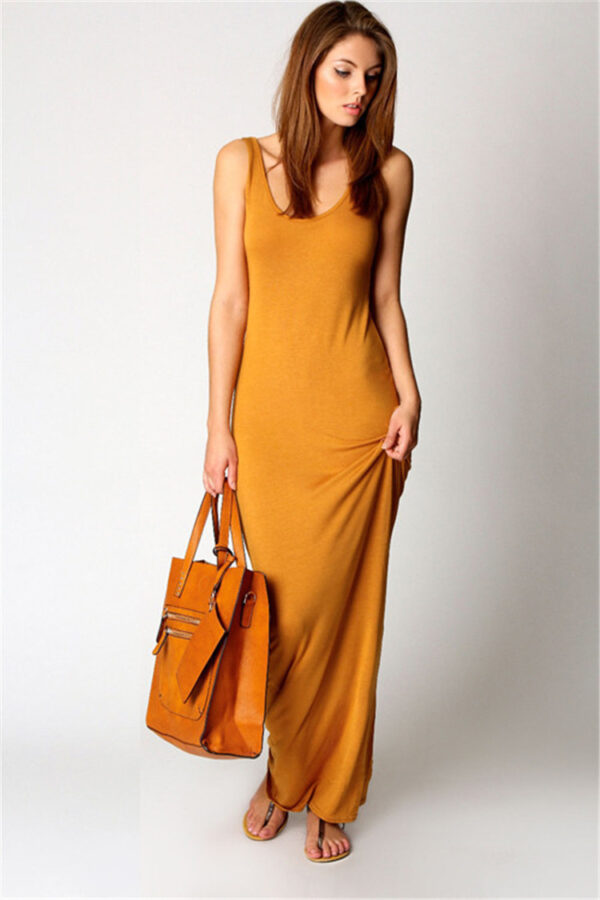 Sleeveless Long Tank Dress with High Stretch - Image 9