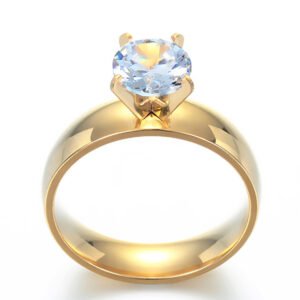 Titanium Steel Rhinestone Couple Ring