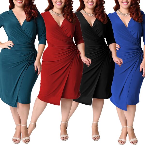 Elegant V-Neck Plus Size Dress for Women - Image 5