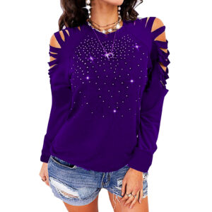 Women’s Hollow Out Top Adorned with Pearls