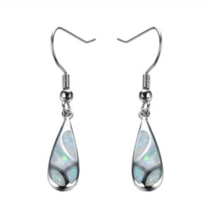 925 Sterling Silver Opal Drop Earrings