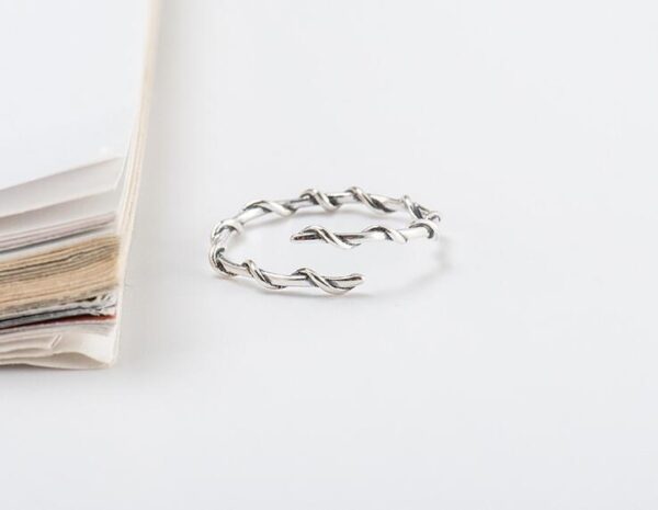 925 Sterling Silver Twisted Branch Ring - Image 3