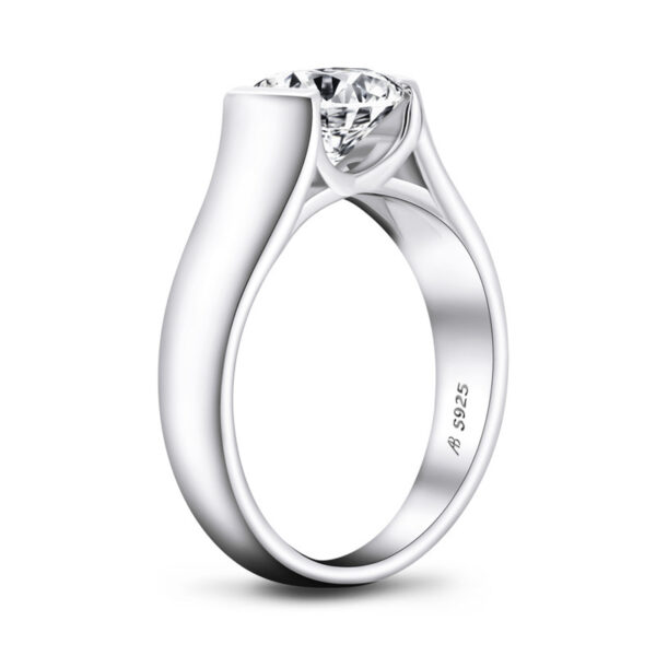 925 Sterling Silver 2 Carat Rhinestone Ring - Image 3