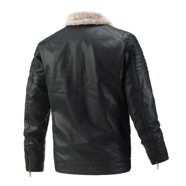 Men's Leather Jacket with Soft Plush Lining - Image 2