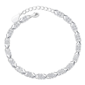925 Sterling Silver Four Clover Leaf Bracelet