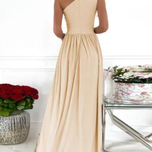 Women’s Elegant Cocktail Maxi Dress with One Shoulder and High Split