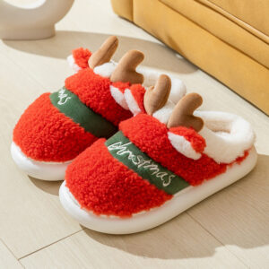 Cozy Christmas Elk Slippers