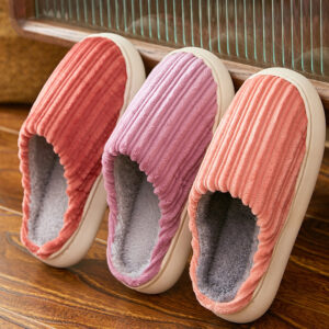 Women’s Fashionable Striped Corduroy Slippers