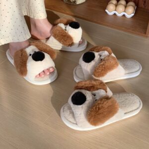 Adorable Women’s Fluffy Cotton Puppy Slippers