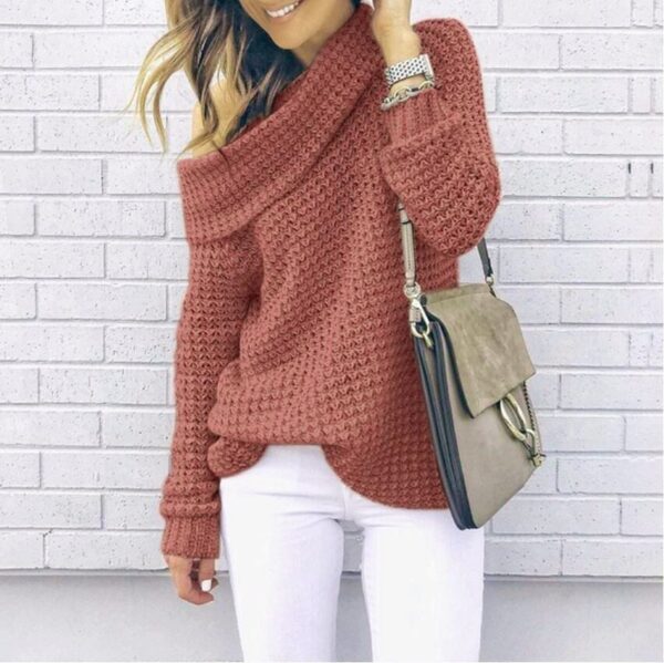 Stylish Women's Folded Neck Sweater for Winter Chic - Image 5