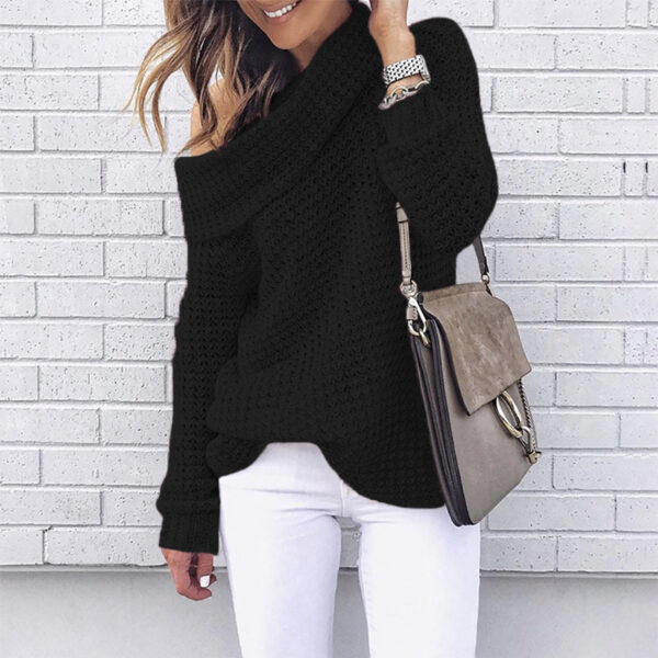 Stylish Women's Folded Neck Sweater for Winter Chic - Image 2