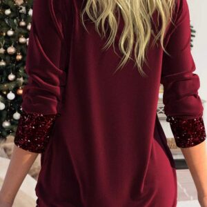 Elegant U-Neck Sequined Top for Women