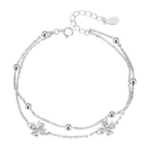 925 Sterling Silver Four Clover Leaf Bracelet for Women