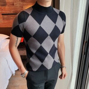 Men’s Short Sleeve Half Turtleneck Sweater