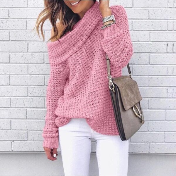 Stylish Women's Folded Neck Sweater for Winter Chic - Image 6