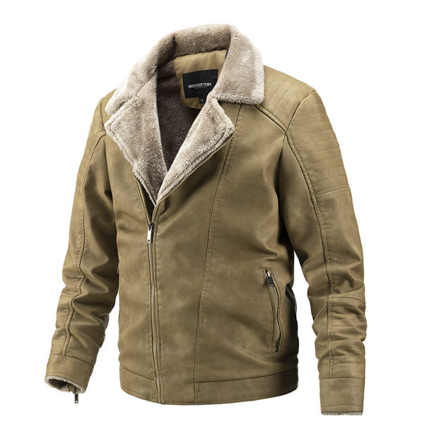 Men's Leather Jacket with Soft Plush Lining - Image 4