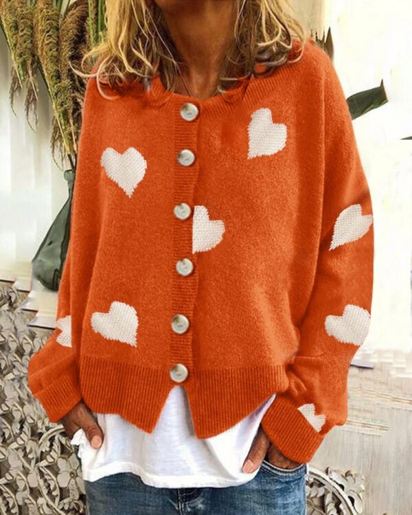 Women's Sweater Cardigan with Lovely Hearts - Image 7