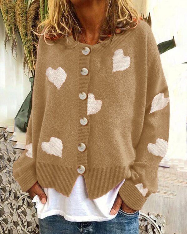 Women's Sweater Cardigan with Lovely Hearts - Image 3