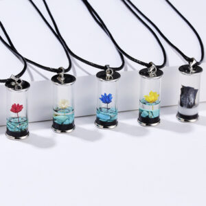 Daisy Dried Flower Pendant in a Wishing Bottle