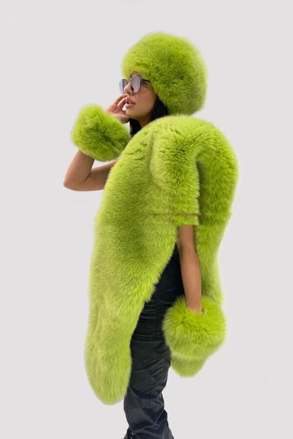 Fur Bucket Hat and Shawl Set for a Trendy Look - Image 4
