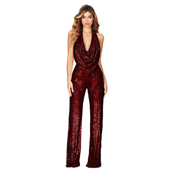 Women's Sleeveless Sequin Evening Jumpsuit - Image 7