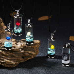 Daisy Dried Flower Pendant in a Wishing Bottle