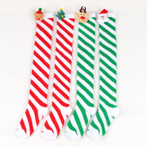 Women’s Christmas Over Knee Socks with Decorative Bows