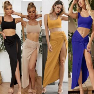 Women’s Mid-Length High Slit Coordinated Set