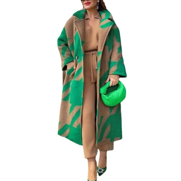 Women's Color Matching Turn-down Collar Coat - Image 2